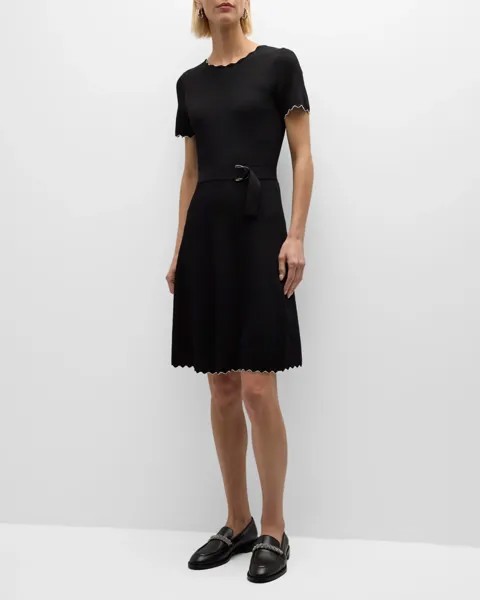 Трикотажное платье миди с зубчатым краем Emporio Armani, цвет Black
