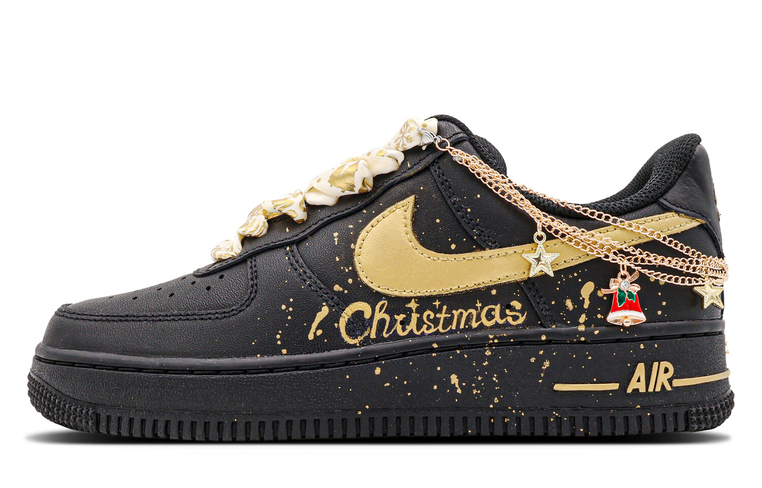 Кроссовки Nike Air Force 1 Skateboarding Shoes Women's Low-top Black/gold, золотой