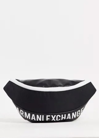 Черная сумка-кошелек на пояс с текстовым логотипом Armani Exchange-Черный цвет