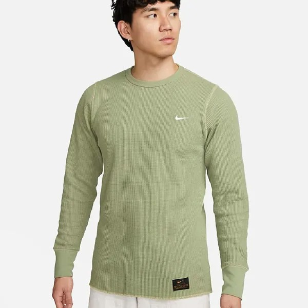 Лонгслив Nike Men's Long Sleeve Waffle, зеленый хаки