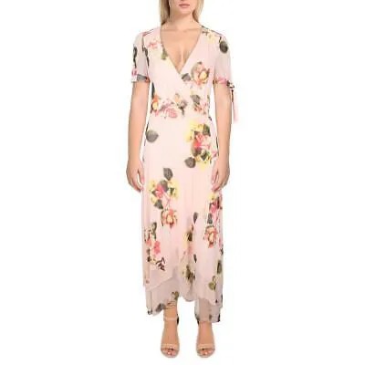 Женское розовое легкое струящееся мягкое платье с запахом Sage Petites 6P BHFO 0485
