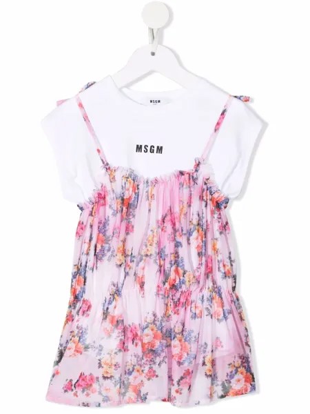 MSGM Kids платье-футболка с цветочным принтом