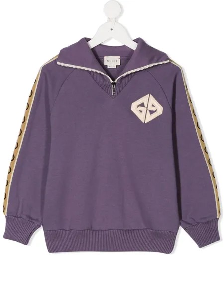 Gucci Kids толстовка на молнии с логотипом Interlocking G