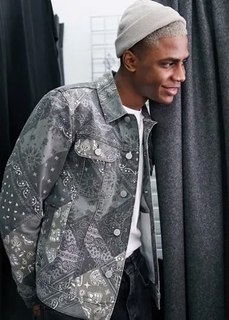 Джинсовая куртка с принтом пейсли ASOS DESIGN-Зеленый
