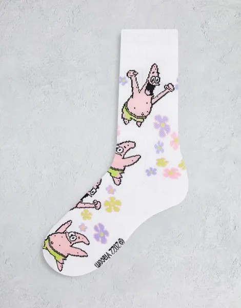 Белые спортивные носки с Патриком-Звездой и цветами ASOS DESIGN Spongebob-Белый
