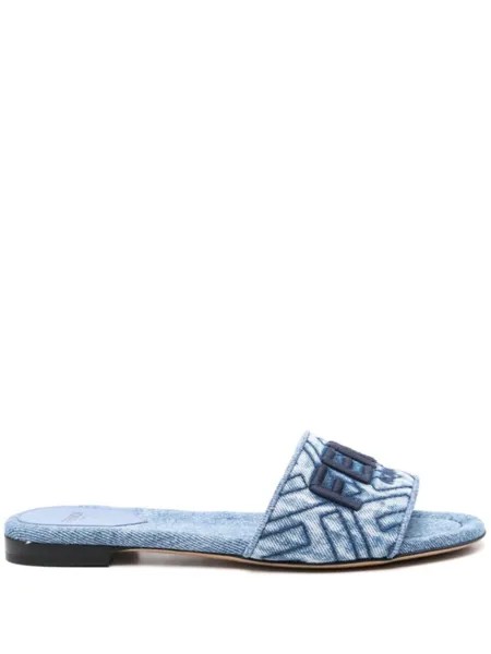 FENDI шлепанцы Signature, синий