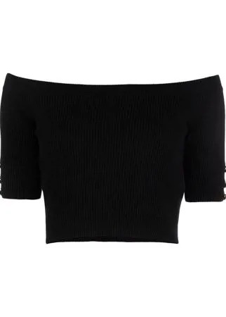 Elisabetta Franchi укороченная футболка с открытыми плечами