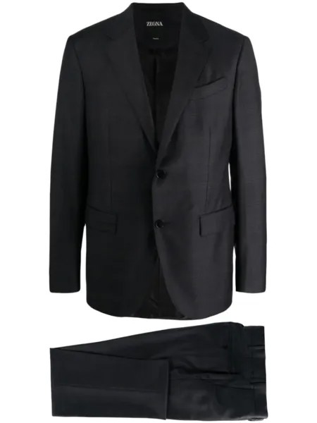 Zegna клетчатый костюм с однобортным пиджаком, синий