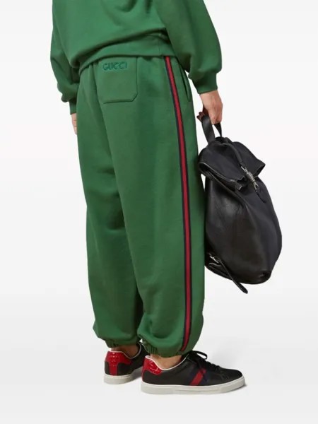 Gucci спортивные брюки с вышитым логотипом, зеленый