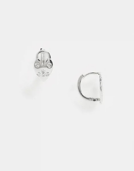 Серебристые серьги-кольца в форме сердечка ASOS DESIGN-Серебряный