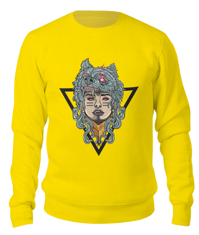 Свитшот унисекс Printio Wolf girl желтый L