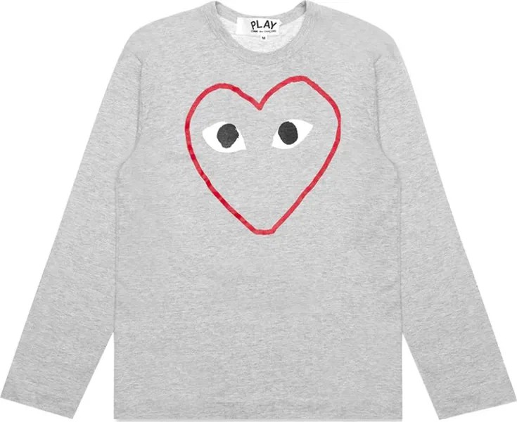 Футболка Comme des Garçons PLAY Red Heart Sketch Long-Sleeve T-Shirt 'Grey', серый