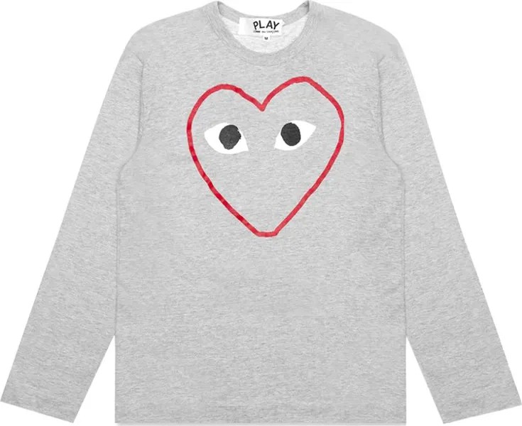 Футболка Comme des Garçons PLAY Red Heart Sketch Long-Sleeve T-Shirt 'Grey', серый
