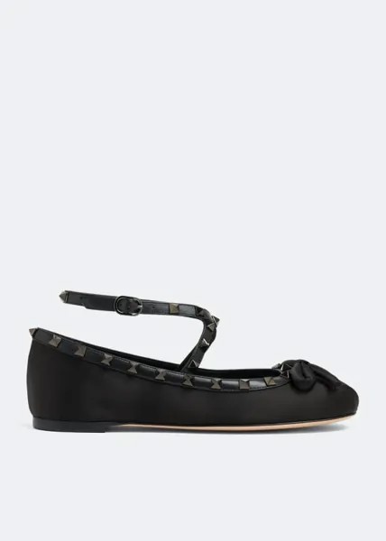 Балетки Valentino Garavani Rockstud Satin Ballerinas, черный