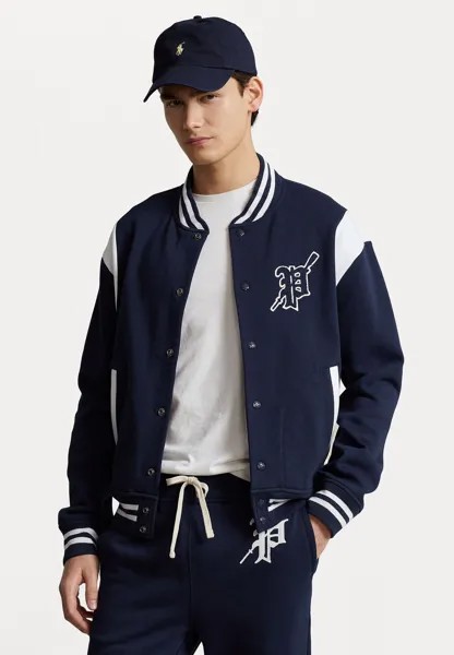 Толстовка на молнии Polo Ralph Lauren Fleece Letterman Jacket, круизно–синий/белый