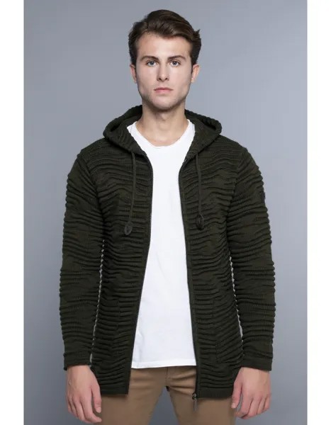 Куртка CARISMA Strickjacke Strickjacke Lang mit Kapuze und Reißverschluss, хаки