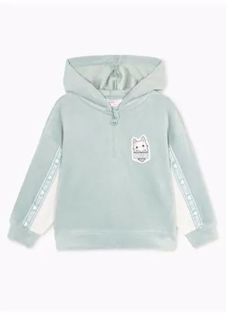 Розовое велюровое худи oversize с молнией для девочки Gloria Jeans, размер 12-18мес/86