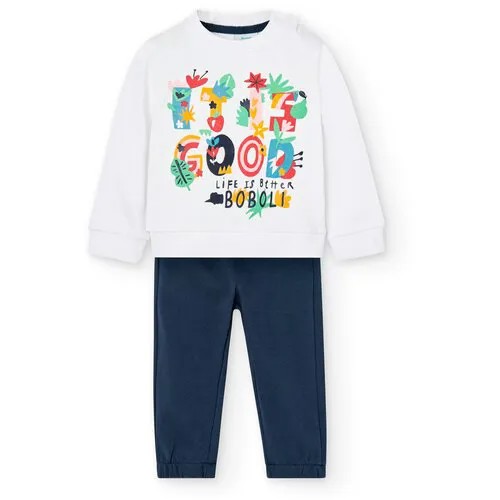 Комплект одежды Boboli, свитшот и брюки, повседневный стиль, размер 98, белый, синий