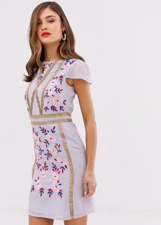 Свободное платье с вышивкой Frock & Frill-Фиолетовый