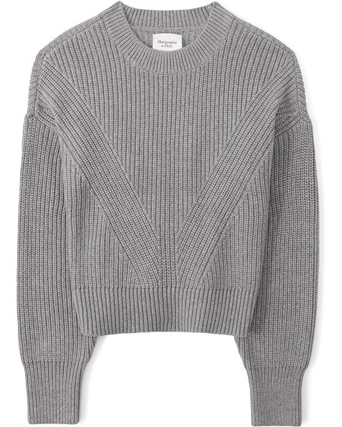 Свитер Abercrombie & Fitch Ribbed Classic Crew Sweater, цвет Grey Heather