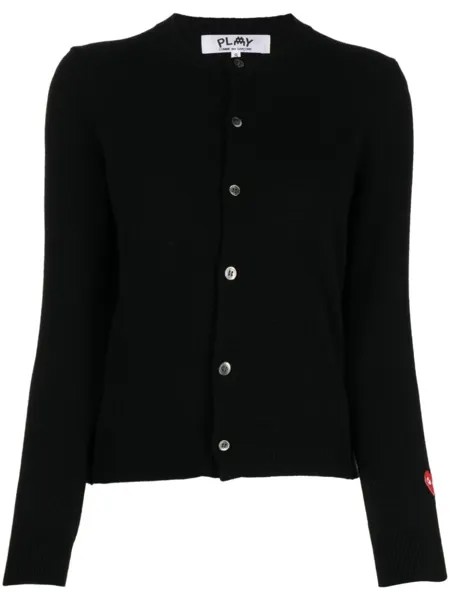 Шерстяной кардиган с нашивкой-логотипом Comme Des Garçons Play, черный