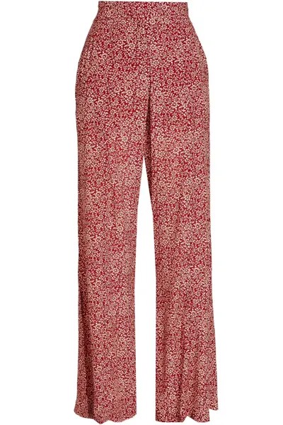 Креповые брюки широкого кроя Verena с цветочным принтом Vix Paula Hermanny, бургундия