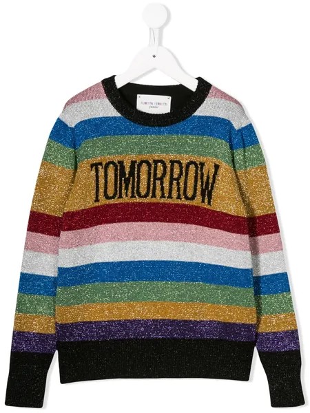 Alberta Ferretti Kids полосатый свитер с надписью