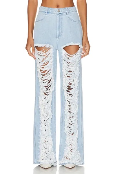 Брюки Dion Lee Classic Denim Frayed, цвет Cyan