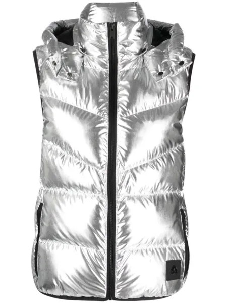 Moose Knuckles detachable-hood metallic gilet, серебристый