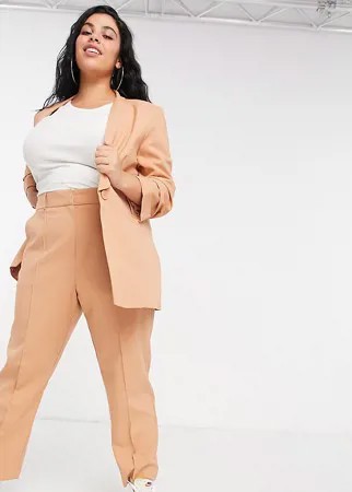 Пудровые комбинируемые брюки до щиколотки ASOS DESIGN Curve-Розовый цвет