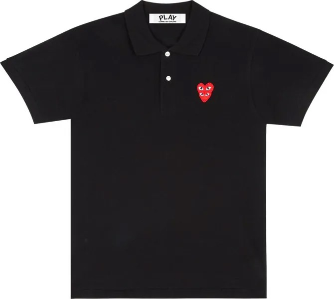 Рубашка Comme des Garçons PLAY Double Heart Polo Shirt 'Black', черный