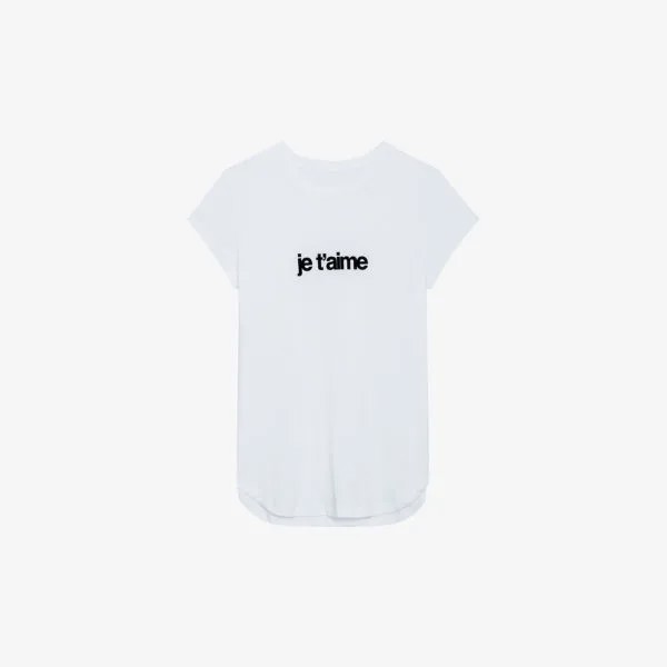 Хлопковая футболка с короткими рукавами и принтом Je T'aime Zadig&Voltaire, цвет blanc