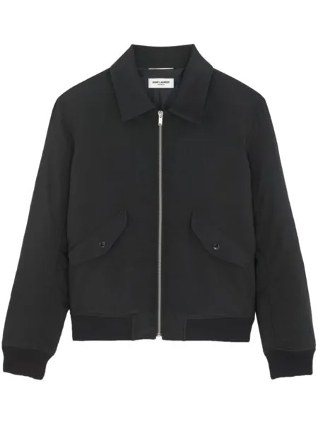 Saint Laurent бомбер из ткани фай, черный