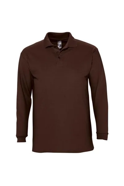 Рубашка поло из хлопка пике с длинными рукавами Winter II SOL'S, коричневый