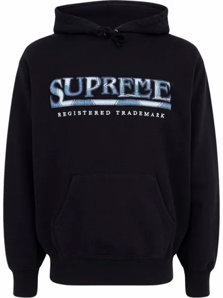 Худи с вышитым логотипом Supreme, черный