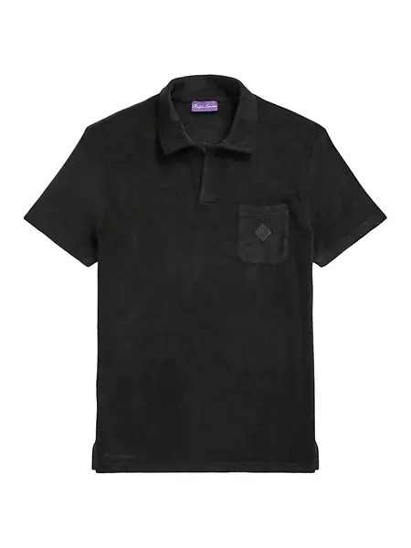 Терри-рубашка-поло с короткими рукавами Luxe Riviera Ralph Lauren Purple Label, черный