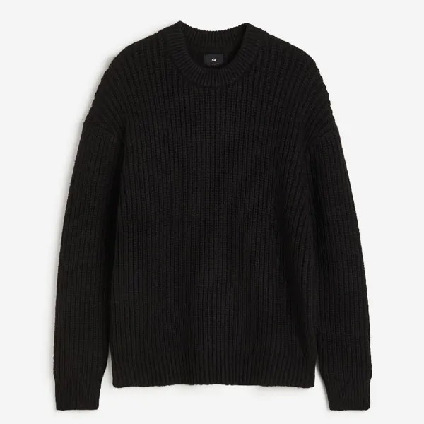 Свитер H&M Loose Fit Rib-knit, черный