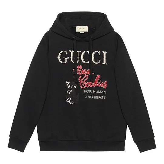 Толстовка (WMNS) GUCCI Mad Cookies Embroidered Hoodie 'Black', черный