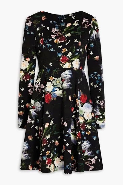 Платье мини Martine из джерси с цветочным принтом ERDEM, черный
