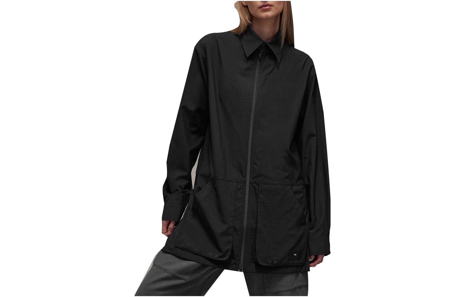 Верхняя рубашка Y-3 Ripstop на молнии Adidas, черный