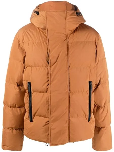 Dsquared2 funnel-neck hooded puffer jacket, оранжевый