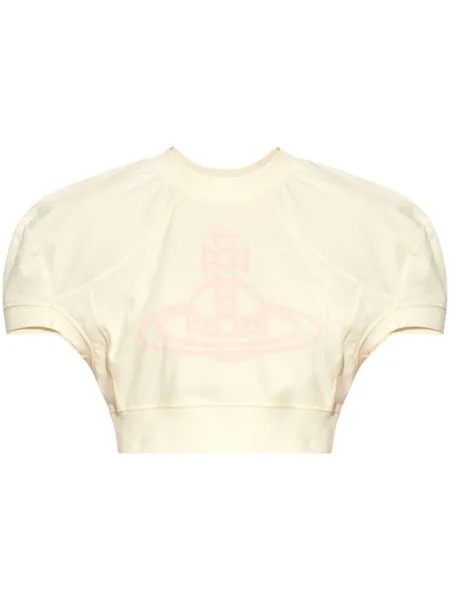 Vivienne Westwood укороченная хлопковая футболка с логотипом, нейтральный цвет