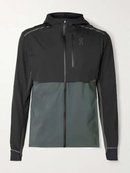 Куртка с капюшоном из переработанного материала с логотипом Weather и цветными блоками ON-RUNNING, черный