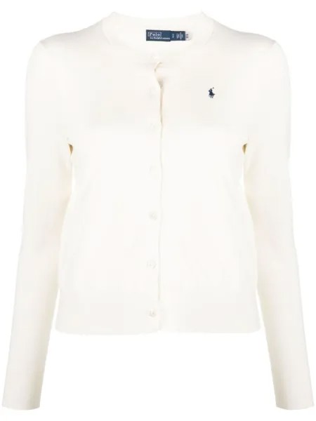 Polo Ralph Lauren кардиган с вышитым логотипом, нейтральный цвет