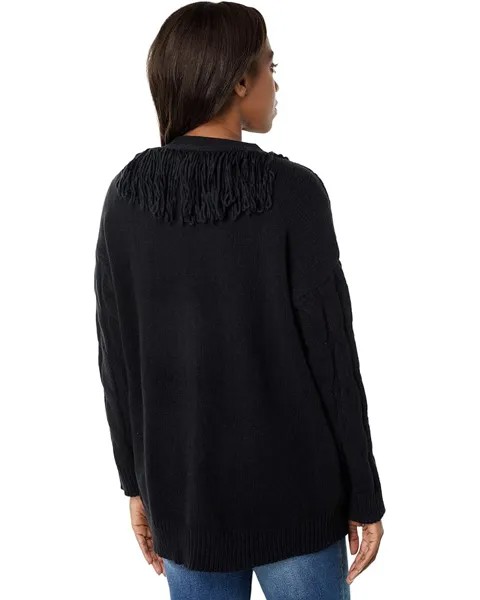 Свитер Max Studio Button-Up Fringe Cardigan Sweater, черный