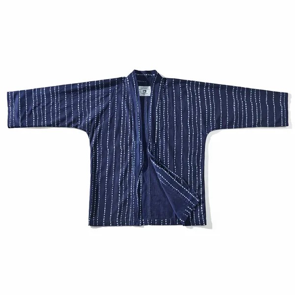 Винтажная мужская куртка цвета индиго, новинка весны-лета, тонкий халат в полоску, голубого цвета, японский Повседневный Кардиган в стиле ре...