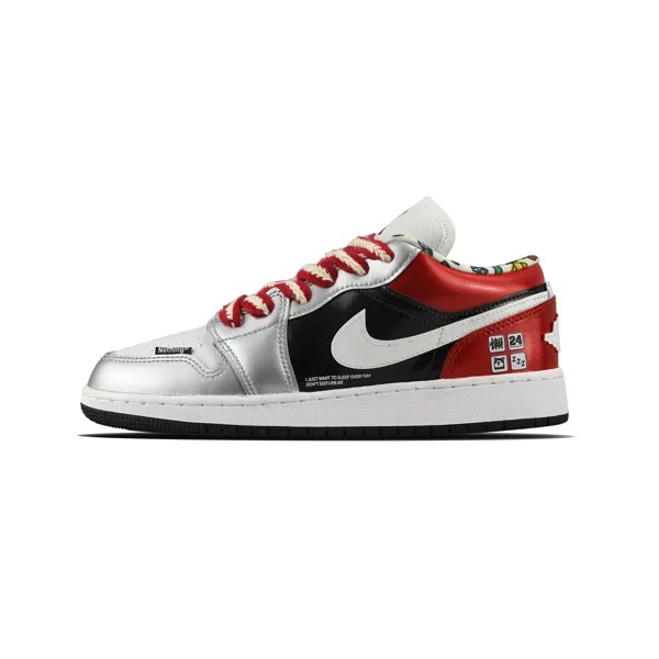 Кроссовки Air Jordan 1 Vintage Basketball Shoes Women's Low-top Red, Silver, Black, красный