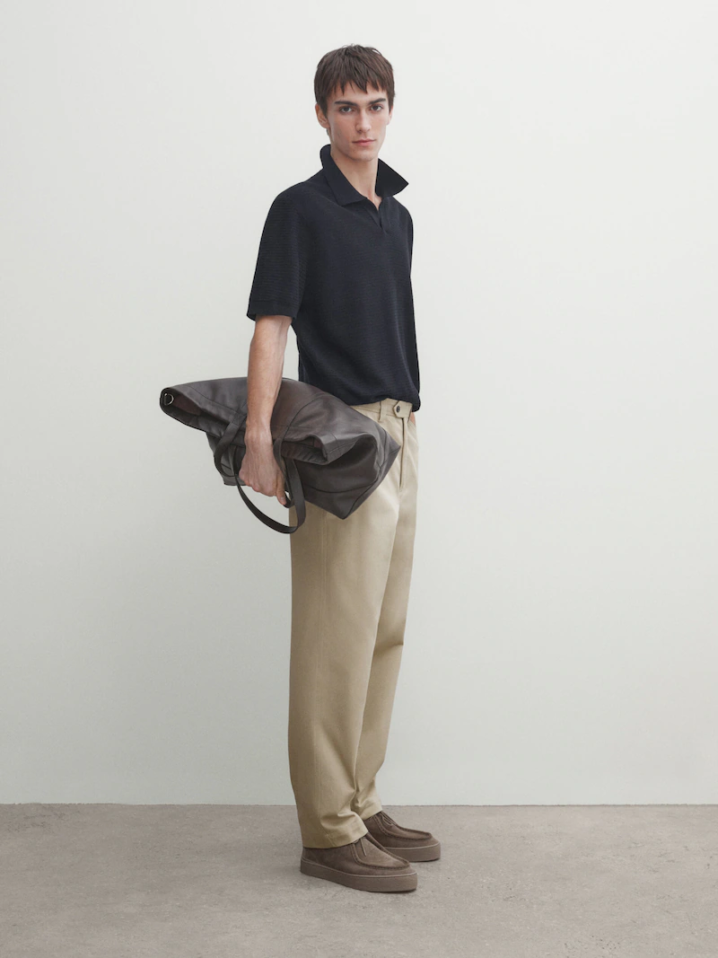 Трикотажная рубашка-поло с короткими рукавами Massimo Dutti, синий