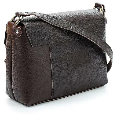 Женская сумка через плечо из натуральной кожи коричневая A011 brown grain Divalli