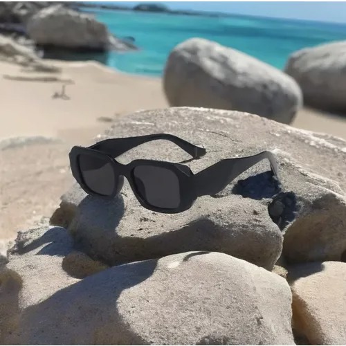 Солнцезащитные очки , прямоугольные, оправа: пластик, для женщин, черный